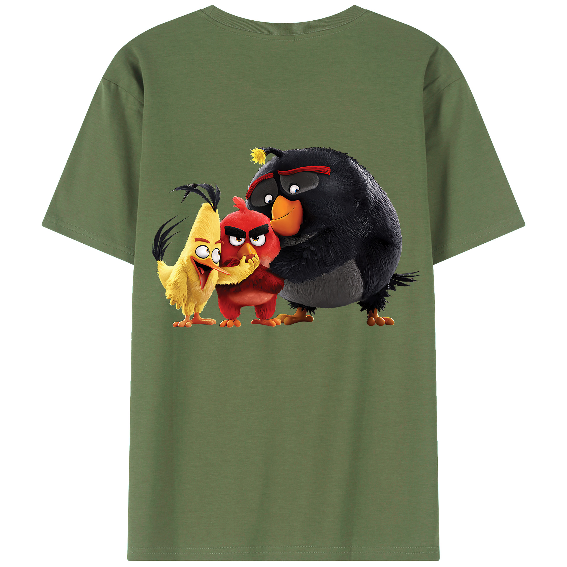 （画像用） Angry Birds アングリーバード 綿100％ メンズ半袖Tシャツ（バックプリント） 通気性